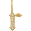 A gold gothic font letter initial pendant with accent diamonds.
