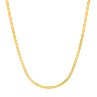 A 5mm gold herringbone necklace chain, the perfect size, in yellow gold, flat and shiny. This chain has a lobster clasp closure.
