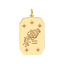 A gold dog tag pendant with a beautiful astrological sign engraved on the surface. Each twelve signs are different and stylish.