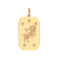 A gold dog tag pendant with a beautiful astrological sign engraved on the surface. Each twelve signs are different and stylish.