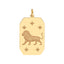A gold dog tag pendant with a beautiful astrological sign engraved on the surface. Each twelve signs are different and stylish.