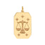 A gold dog tag pendant with a beautiful astrological sign engraved on the surface. Each twelve signs are different and stylish.