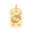 A gold dog tag pendant with a beautiful astrological sign engraved on the surface. Each twelve signs are different and stylish.