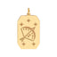 A gold dog tag pendant with a beautiful astrological sign engraved on the surface. Each twelve signs are different and stylish.