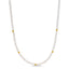Product picture of a moonstone beaded necklace with five gold spacing beads, finished with a round gold clasp.