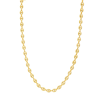 A 6.7mm gold mariner necklace chain, the perfect size, in yellow gold with small oval links. Lobster clasp closure.