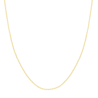 A yellow gold dainty rectangle link chain, great for everyday and fits most pendants with ease. 