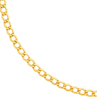 A 3.7mm gold curb chain, the perfect size, in yellow gold with oval links. 