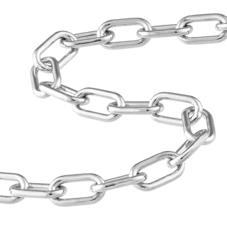 An oval link chain made with silver. This chain is finished with lobster clasp and great thick everyday chain. 