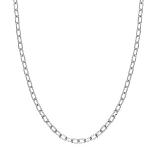 An oval link chain made with silver. This chain is finished with lobster clasp and great thick everyday chain. 