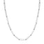 A elongated paper clip link chain with elongated oval links. Made in silver with lobster clasp. 
