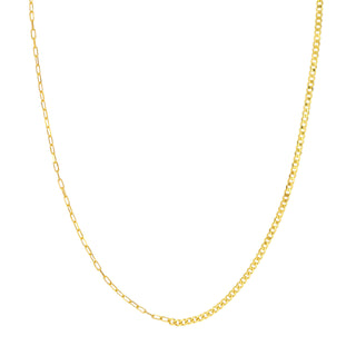 Gold chain necklace on a white background
