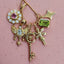 A four point star charm hanging on a beaded chain