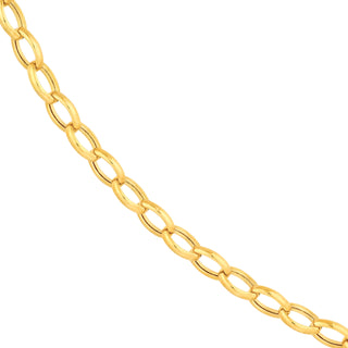 This oval line cable chain features two dog clips on both ends that can be super versatile. In solid yellow gold.