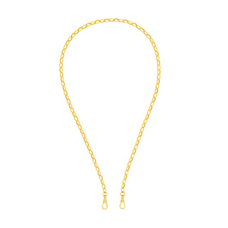 This oval line cable chain features two dog clips on both ends that can be super versatile. In solid yellow gold.