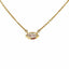 Marquise diamond set in bezel setting attached to a dainty cable chain. 