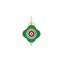 A clover shaped evil eye design. Originated from turkey, this hand enameled pendant has many colors and sleek traditional design. Green