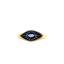 A eye shaped ring with a gold sun on one side and gemstone in lay moon and star on the other. 