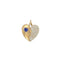 A heart shaped pendant with a zig zag slip down the middle. Half has pave diamonds and the other half has a heart shaped tanzanite.