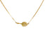 A yellow gold realistic hand carved leaf with a diamond on the side. Attached to a box chain and finished with lobster clasp. 