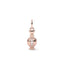 Rose gold pendant with heart and diamond accents on a white background