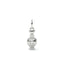 Silver pendant with a heart-shaped top on a white background