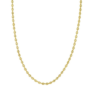 A 3.7mm gold mariner or anchor link chain, the perfect size, in yellow gold with oval shaped links.