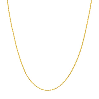 Product picture of a twisted rope chain in solid gold. This style is easy to style and looks good with any charms. 