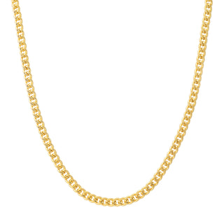 A 5mm gold Miami Cuban necklace chain, the perfect Statement size, in yellow gold with small oval links. This chain has a lobster clasp closure.