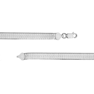 A silver wide herring bone chain. This chain is a classic basic with flat looking links for extra sparkle. 