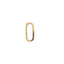 A jewelry necklace connector made of yellow gold and oval shaped design. The connector has snap closure and flat edge. 