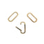 A jewelry necklace connector made of yellow gold and oval shaped design. The connector has snap closure and flat edge. 