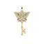 Gold butterfly key pendant on a white background