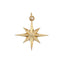 Product picture of a solid gold eight point 3D star pendant. Made in solid gold with no stones. 