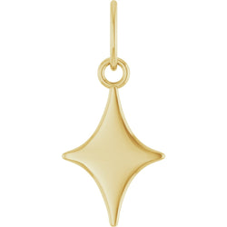 Gold pendant with a diamond-shaped design on a white background