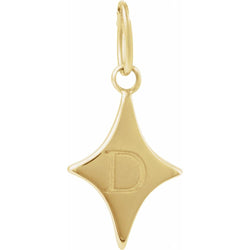 Gold pendant with letter 'D' on a white background