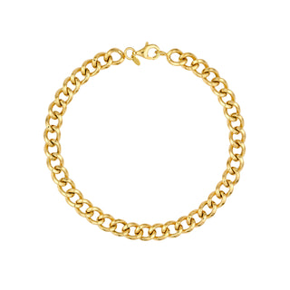 Product picture of a round link curb chain bracelet. This bracelet has round slightly twisted links and a lobster clasp.