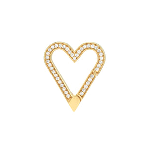 A heart shaped lock connector with diamond pave set on the front. Spring push clasp for easy and secure closure. 
