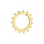 A round flat edge connector with spikes evenly spaced out on the outside. the clasp connector has a push spring lock. 