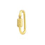 A simple gold basic carabiner lock with a twist screw. The carabiner lock is a rounded corner rectangle. Perfect for modular jewelry and open loop chains. 