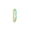 An elongated hexagon shape with turquoise enamel and a diamond bezel set off center. Spring push lock design. 