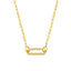 A elongated hex lock connector with pave diamonds set on the face. Easy to use spring push clasp. 