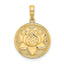 A round coin pendant with reversable two sides. One side is navy enameled "OM" sign, and on the other it is a lotus with a "OM" sign carved in the flower.