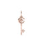 Rose gold key-shaped pendant with a moon and star design on a white background