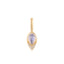 Gold pendant with a teardrop-shaped gemstone on a white background