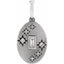 Silver pendant with star designs and a central rectangular gemstone on a white background