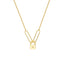 A gold cable chain with two elongated loops at both ends. Meant to be worn with a connector or lock clasp. 