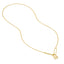A gold cable chain with two elongated loops at both ends. Meant to be worn with a connector or lock clasp. 