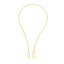 A gold cable chain with two elongated loops at both ends. Meant to be worn with a connector or lock clasp. 