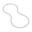 A silver paperclip chain with twisted paperclip links and a lobster clasp. 